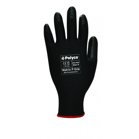 Рукавички з ПУ покриттям 1/2 Matrix P Grip Black р.9, 403-MAT