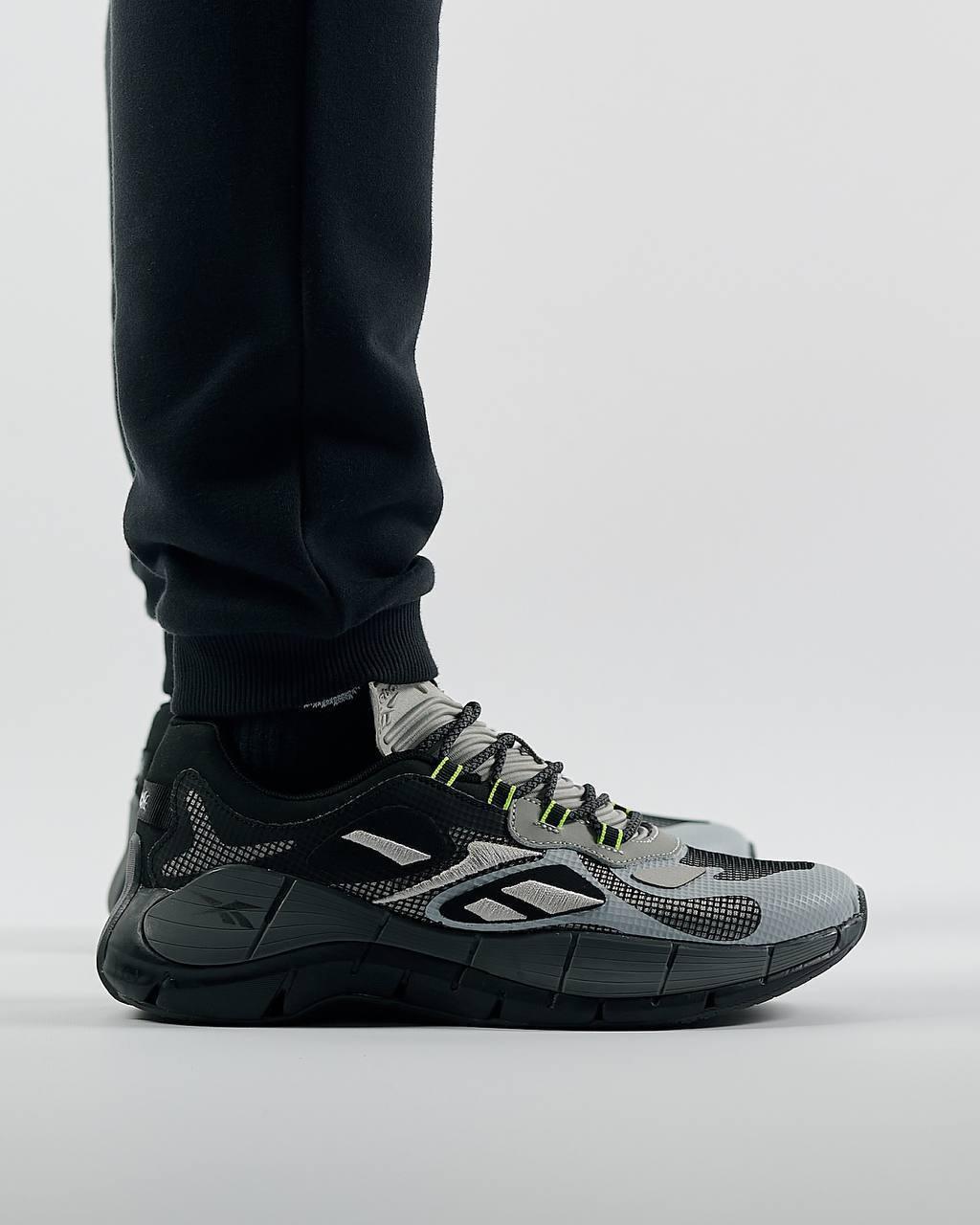 Чоловічі кросівки Reebok Zig Kinetica | Grey Black, кеди Рибок чоловічі текстиль нейлон сірі. Чоловіче взуття, фото 1