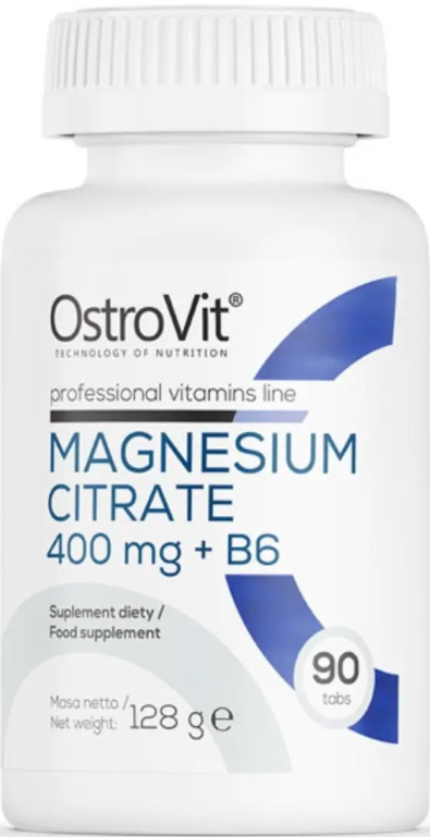 Магнію цитрат OstroVit Magnesium Citrate + B6 400 mg 90 таб