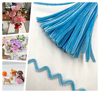 Синельний дріт / Пухнастий дріт / Упаковка - 98-100 шт / Блакитний