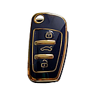 Чохол для ключа Audi, чорний із золотою рамкою, фото 2
