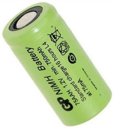 Акумулятор помисловий GP 75AAH, Ni-MH 2/3AA, 750mAh, 1.2V, 2.25A, flat top, фото 2