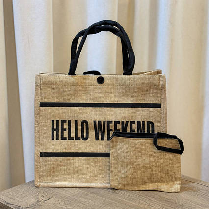 Сумка лляна з гаманцем Hello Weekend GABWE плетена М чорний
