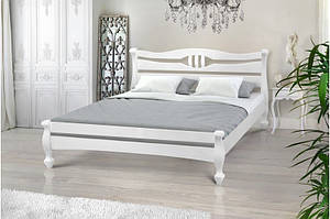 Ліжко двоспальне дерев'яне Далас біле, ліжко з натурального дерева сосна