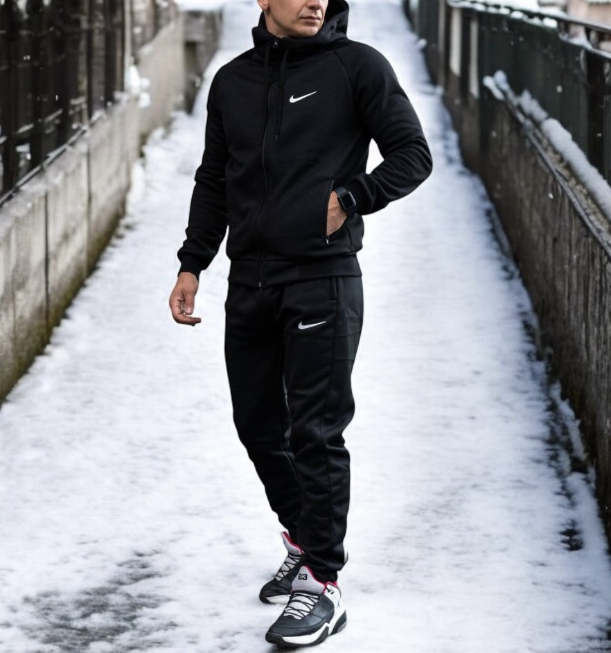 Спортивний чоловічий костюм Nike Dry Fleece теплий осінь-зима на флісі підлітковий повсякденний з капюшоном Туреччина. Живе фото