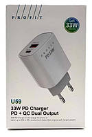 СЗП-адаптер Profit U59 33W PD QC3.0 (1USB) (Чорний)