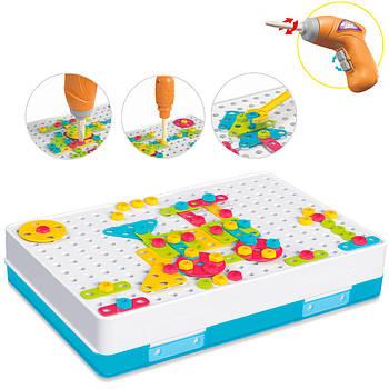 Дитяча мозаїка конструктор із шуруповертом Limo Toy M 5589 Дитячий набір у пластиковому кейсі на 150 деталей