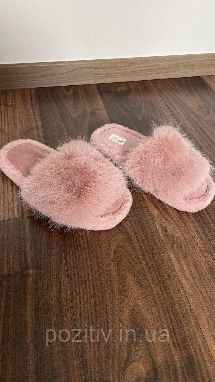 Теплі пухнасті жіночі хутряні кімнатні капці для дому, фото 1