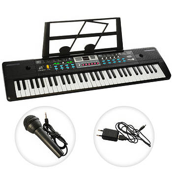 Дитячий синтезатор з мікрофоном на 61 клавішу та записом MQ6111-12 Чорний Іграшкове піаніно