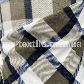 Фліс принт полартек клітинка Синій з білим
