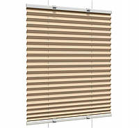 Штора плиссе на окна Жалюзи плиссе тканевые 1555 Светло-коричневая