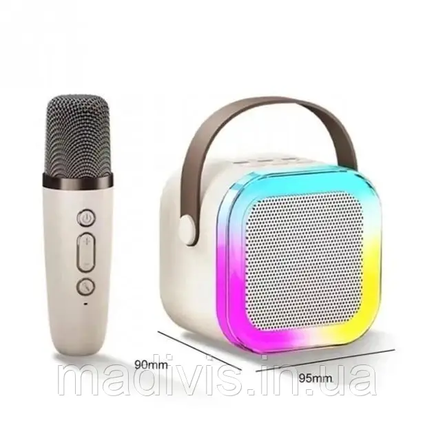 Портативна колонка з караоке мікрофоном і RGB-підсвіткою K12 10 W Bluetooth. Колір: білий, фото 1