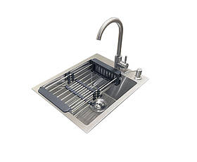 Комплект мийка + змішувач Romzha Arta U-350S (A). Сталева мийка зі змішувачем на кухню