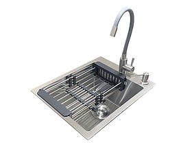 Комплект мийка + змішувач Romzha Arta U-350S (С). Сталева мийка зі змішувачем на кухню