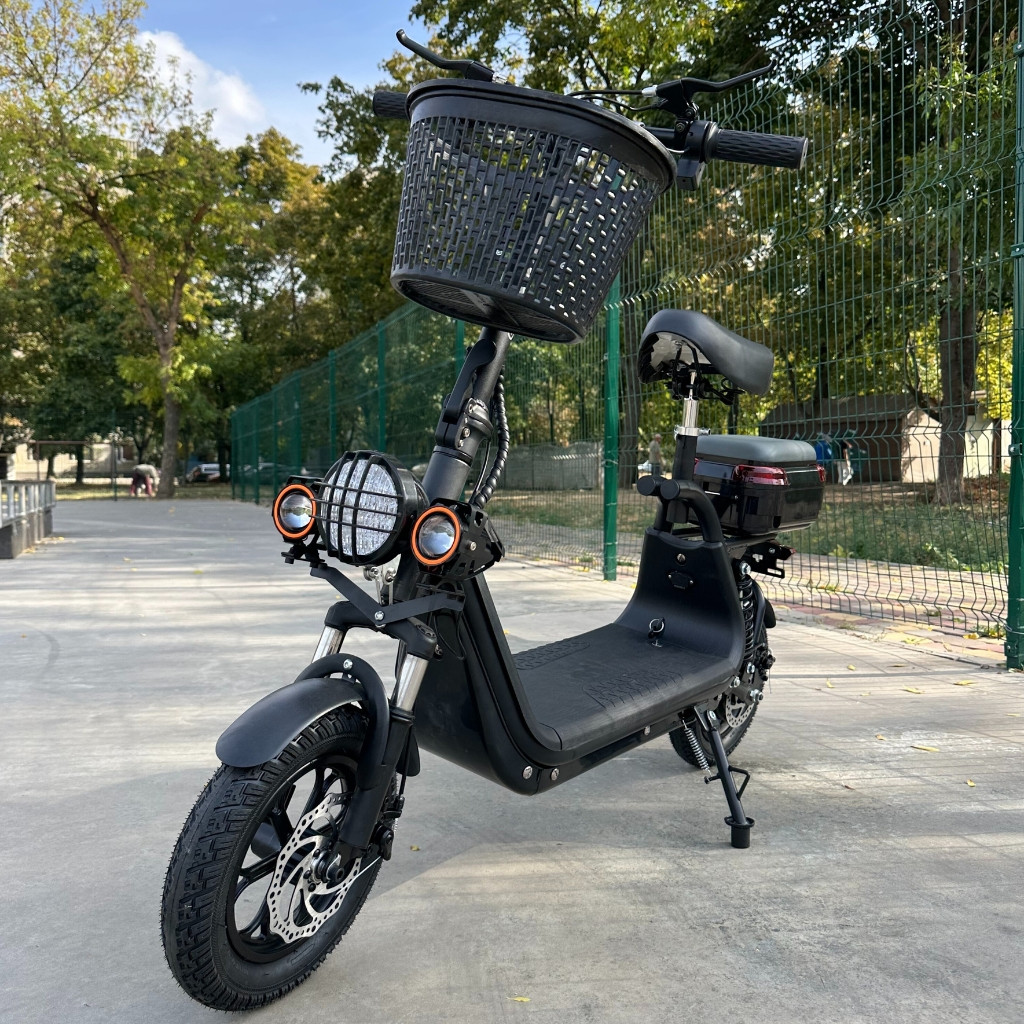 Електросамокат ECOBIKE Zen U12 15Ah 800W чорний з сидінням та посиленою корзинкою (2024)