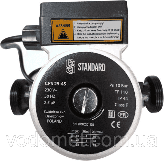 Насос циркуляційний Standart CPS 25-4S 180 для систем опалення та тепла підлога - 22053