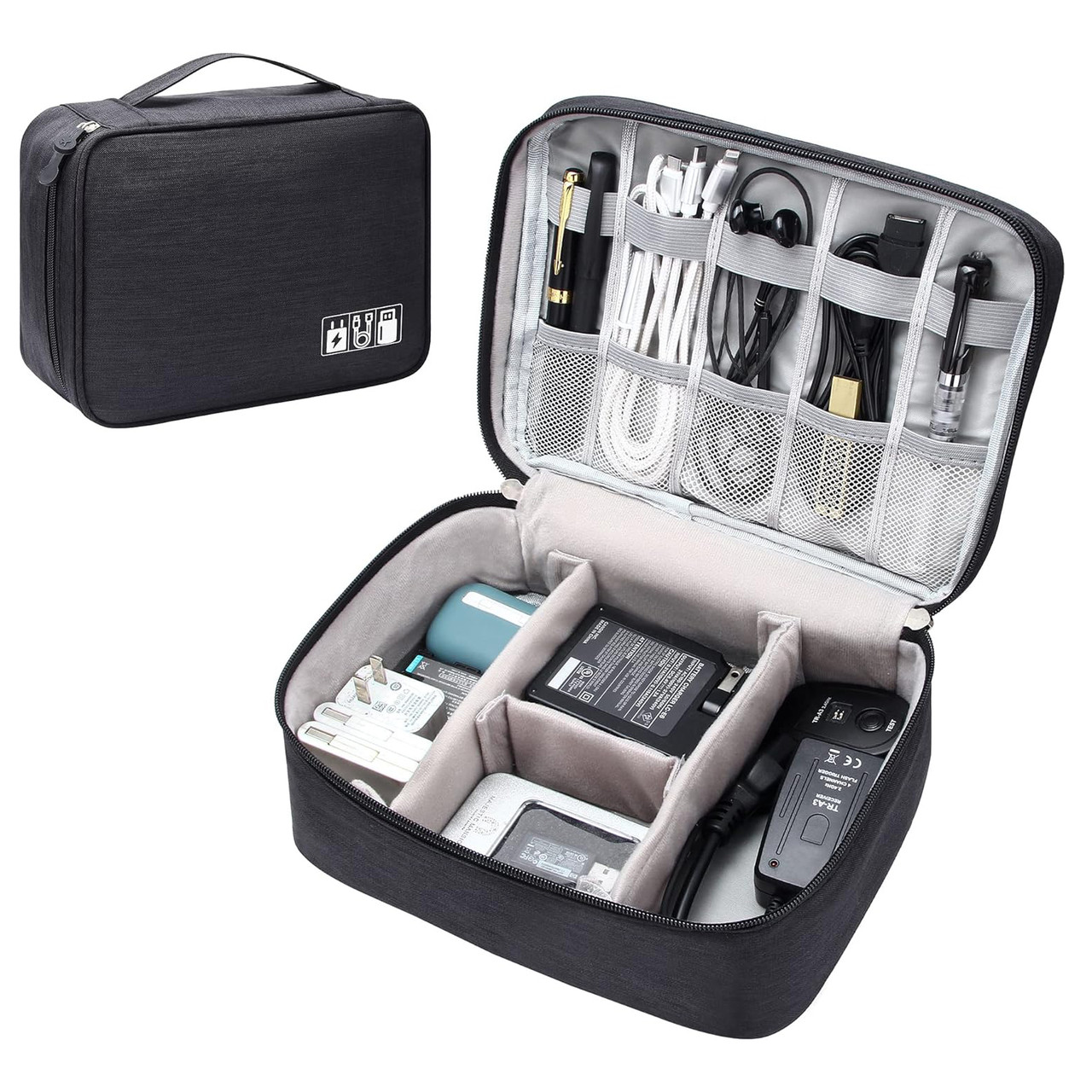 Сумка-органайзер для дротів, заряджань і аксесуарів чорна LoveYouHome