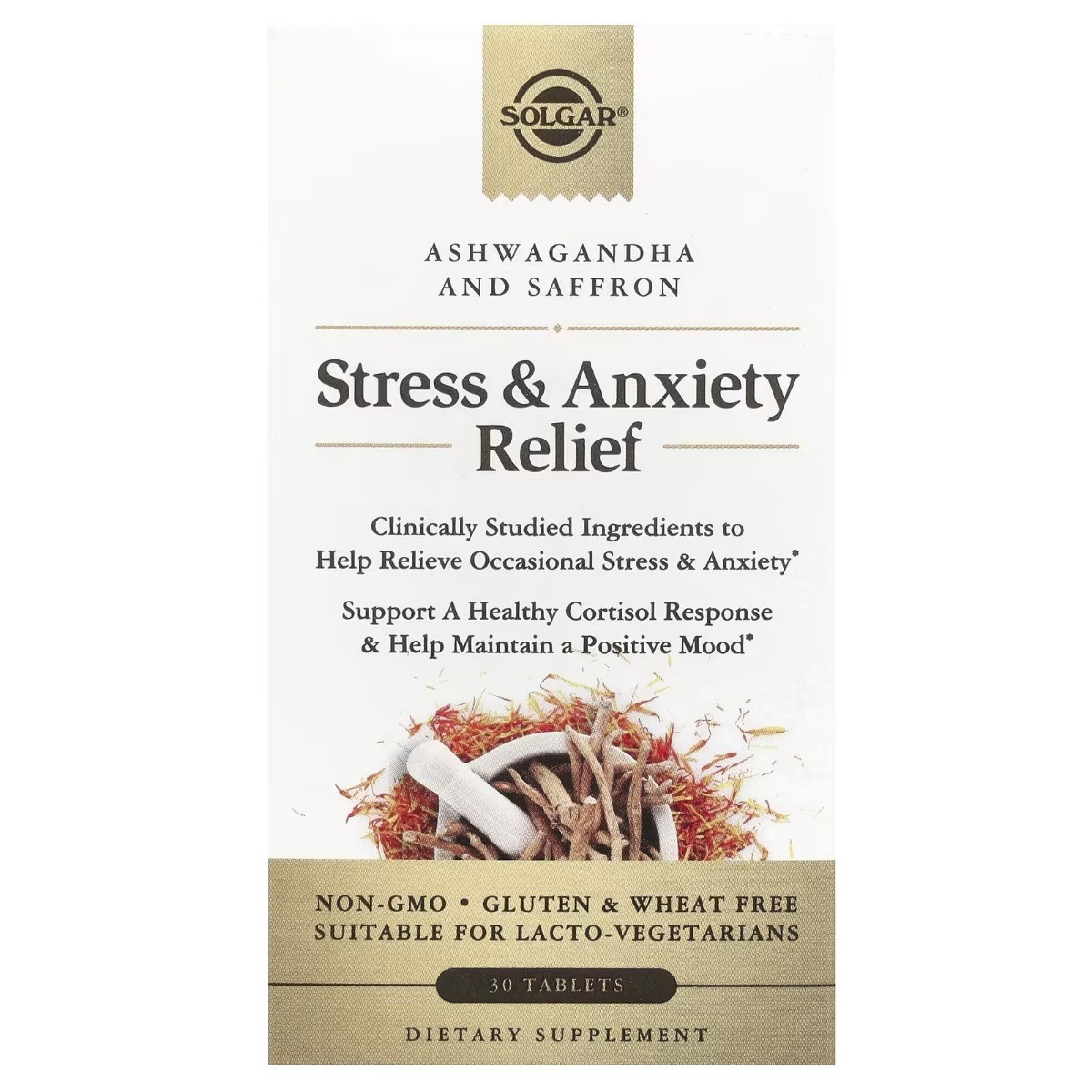 Зняття стресу та тривоги, Stress & Anxiety Relief, Solgar, 30 таблеток, фото 1