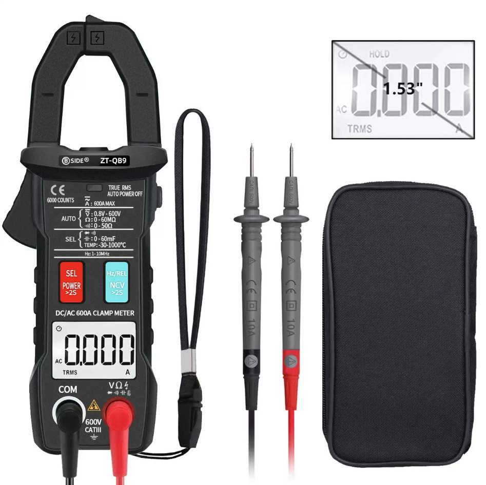 Струмовимірювальні кліщі / мультиметр цифровий BSIDE ZT-QB9, True RMS, AC/DC, фото 1