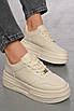 Кросівки жіночі бежевого кольору на шнурівці 190757T Безкоштовна доставка, фото 2
