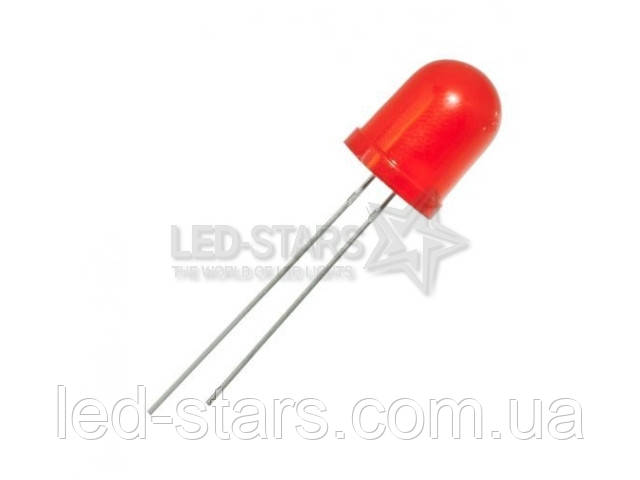 Світлодіод Червоний 10 мм. FYL-10003 LRD (660nm; 250 mcd, 60°) (круглий, дифузний), FORYARD, фото 1