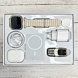Набір 6 в 1 Розумний смарт-годинник X8Plus Smart Watch Ultra 2 + Air pro + Павербанк + Телефон White, фото 7
