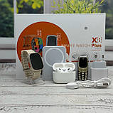 Набір 6 в 1 Розумний смарт-годинник X8Plus Smart Watch Ultra 2 + Air pro + Павербанк + Телефон White, фото 8