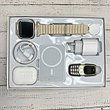 Набір 6 в 1 Розумний смарт-годинник X8Plus Smart Watch Ultra 2 + Air pro + Павербанк + Телефон White, фото 9