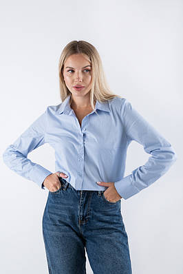 Жіноча сорочка укорочена блакитна 5191 (2000000135625)