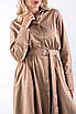 Плаття міді з поясом бежеве 9601 (2000000136226), фото 5