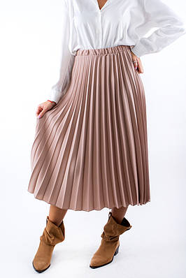 Спідниця міді плісерована пудрова  81202 (2000000136134)