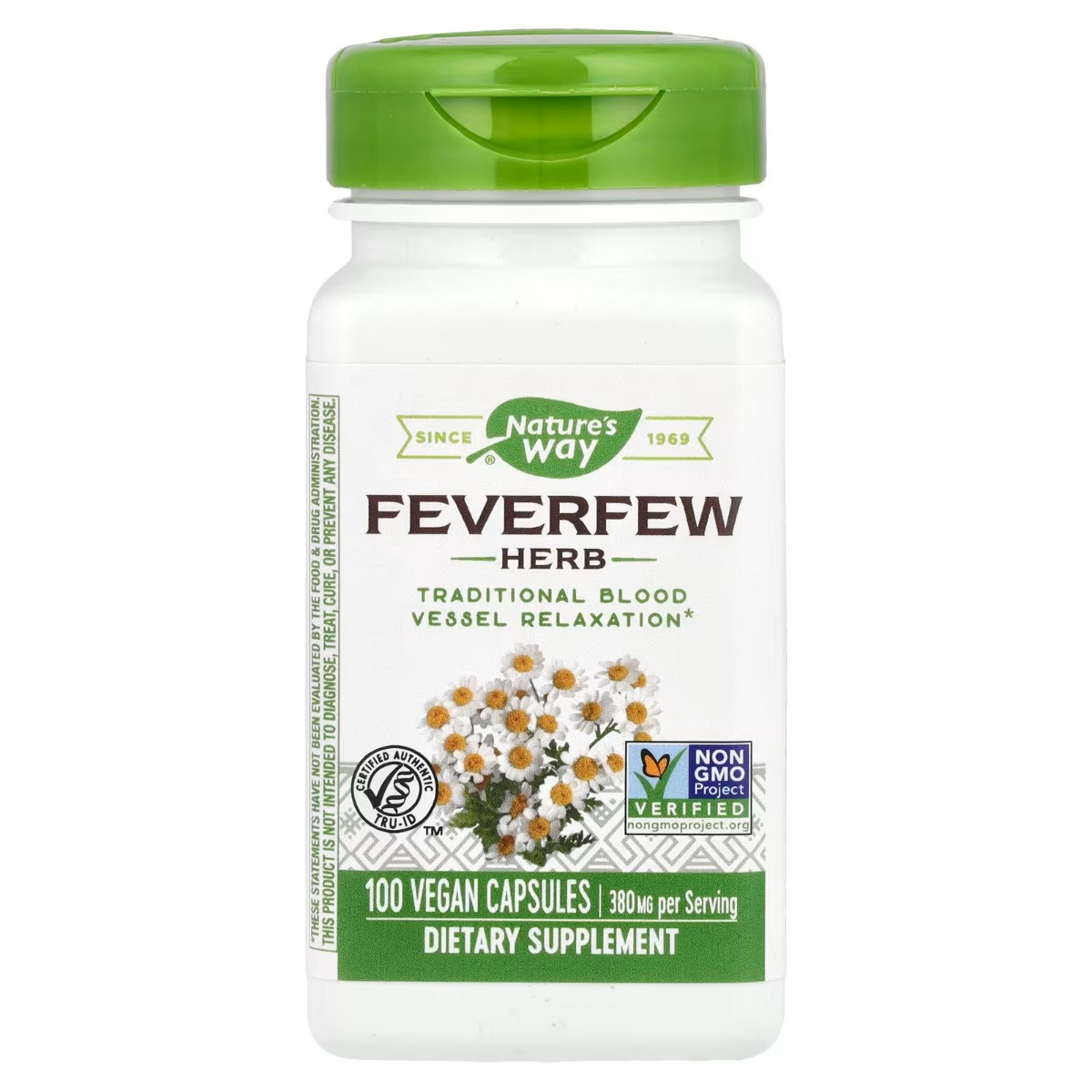 Пиретрум девичий (девичья пижма), 380 мг, Feverfew Herb, Nature's Way, 100 вегетарианских капсул, фото 1