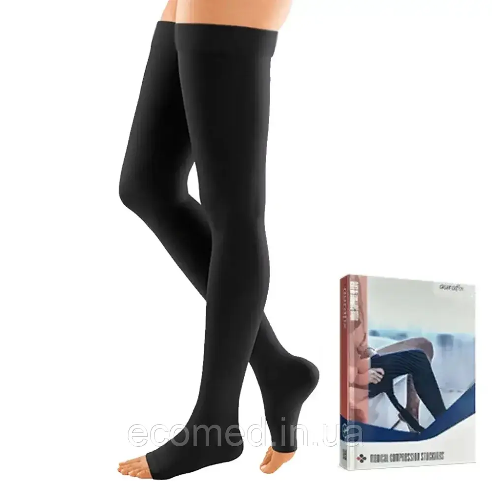 Панчохи Aurafix AV-108 2 клас з відкритим носком ,чорні р.3/S, фото 1