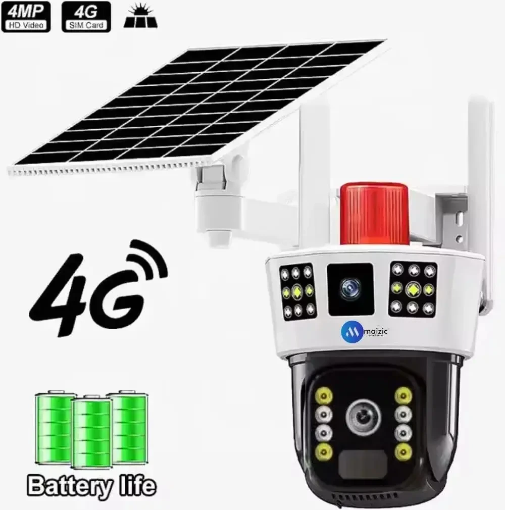IP 4G камера 8Мп з віддаленим доступом вулична з сонячною панеллю Поворотна відеокамера