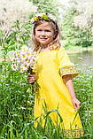 Жовте вишите плаття для дівчинки з коротким рукавом, фото 2