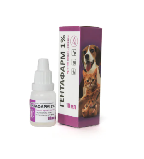 Вушні краплі Гентафарм 1%, 10 мл, фото 1