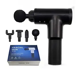 Ударний перкусійний масажний пістолет-масажер для тіла м'язів FASCIAL GUN Чорний