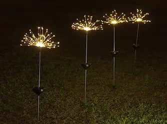 Ліхтар садовий Феєрверк газонний на сонячній батареї, 150 led, 8 режимів