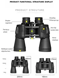 Армійський бінокль польовий Canon 70х70/Мощий бінокль для полювання/Водонепроникний протиударний