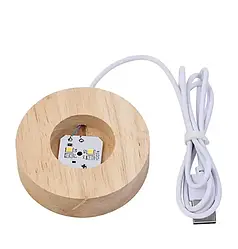 Декоративний 3D-нічник Астронавт кришталева куля з led-підсвіткою на дерев'яному каркасі Дитячий нічник