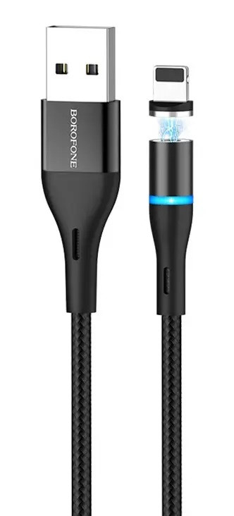 Кабель Borofone BU16 USB-Lightning 1.2m магнітний Black (BU16LB)