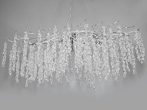 Кришталева люстра з алюмінієвими гілочками «Гліцинія» витягнутої форми, фото 2