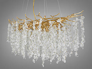 Велика кришталева люстра на 15 ламп E14 метал золото 150х57х160 см, фото 2