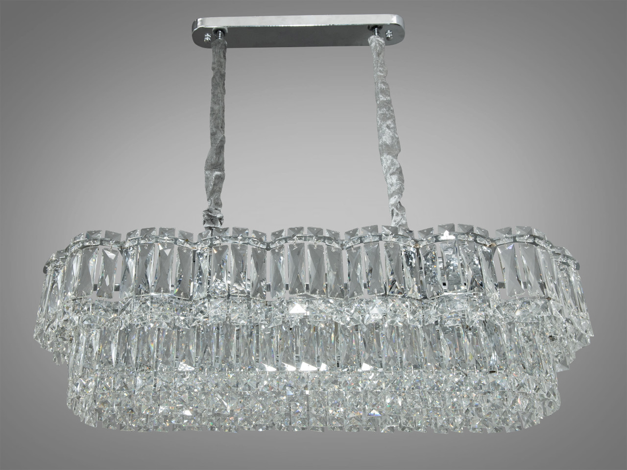 Кришталева люстра на 10 ламп E14 метал хром 78х28х75 см