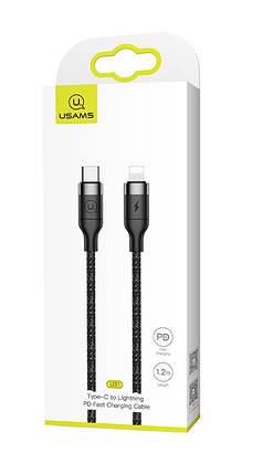 Кабель Usams US-SJ350 Type-C-Lightning 1.2m Black (SJ350USB01), фото 3
