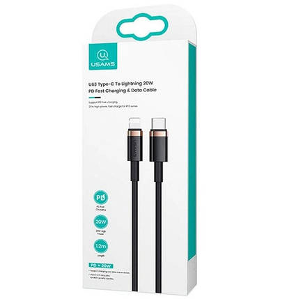 Кабель Usams US-SJ484 Type-C-Lightning 1.2m Black (SJ484USB01), фото 3