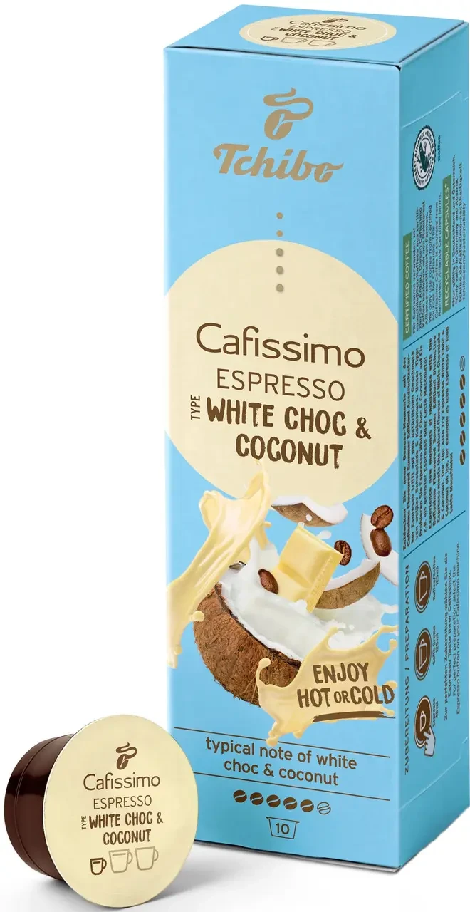 Кава в капсулах Tchibo Cafissimo White Choc Coconut 10 шт Німеччина зі смаком кокосу
