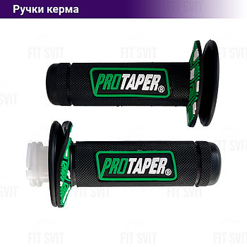 Грипси PROTAPER - ручки керма на скутер, мопед, мотоцикл із вставкою чорно-зеленого кольору, 2 шт