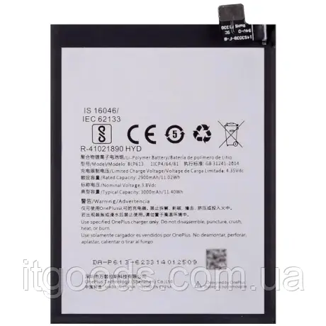 Оригінальний акумулятор BLP613 3000mAh 3.8V для OnePlus 3 \ OnePlus Three: SM-A3000, A3003, A3000