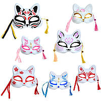 Маска Кицюне карнавальна з дзвіночками, асорті MS-0001